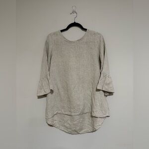 Crown Linen Elegant Neutral Tunic Top Size XS Feminine Flowy Romantic